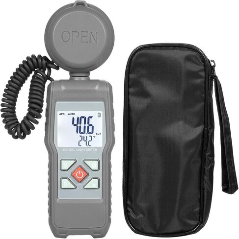 360° Digital Illuminance Lux Meter Temperature Display | Wide-range sensor measures illuminance in Lux or FC with clear display, data hold and portable operation in Kuwait
