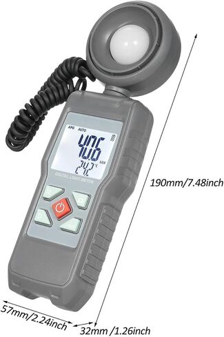 360° Digital Illuminance Lux Meter Temperature Display | Wide-range sensor measures illuminance in Lux or FC with clear display, data hold and portable operation in Kuwait