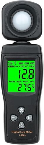 AS803 1-200000Lux Digital Illuminance Lux Meter Display | Wide-range sensor measures illuminance in Lux or FC with clear display, data hold and portable operation in Kuwait
