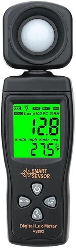 AS803 1-200000Lux Digital Illuminance Lux Meter Display | Wide-range sensor measures illuminance in Lux or FC with clear display, data hold and portable operation in Kuwait