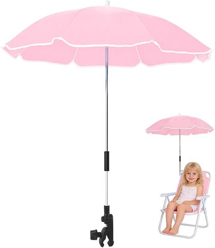 30 Inches Chair Umbrella with Clamp,Waterproof Umbrella Sunshade for Child Outdoor, Clip on Umbrella on Beach Chairs,Strollers,Bike Wheelchairs with Holder(Chair Not Include) in Kuwait