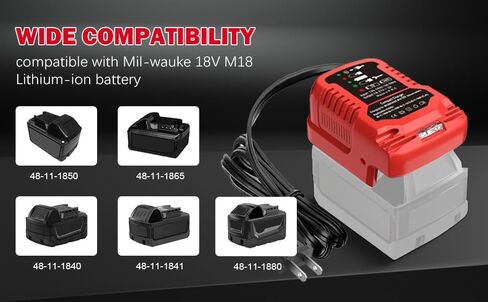 Replacement for Milwaukee Charger, Rapid Chargers for M18 Battery 48-11-1850 48-11-1840 Batteries 3.0A 4.0A 6.0A Chargers, Compact Charger for M18 Charger,Safety Circuit Protection in Kuwait