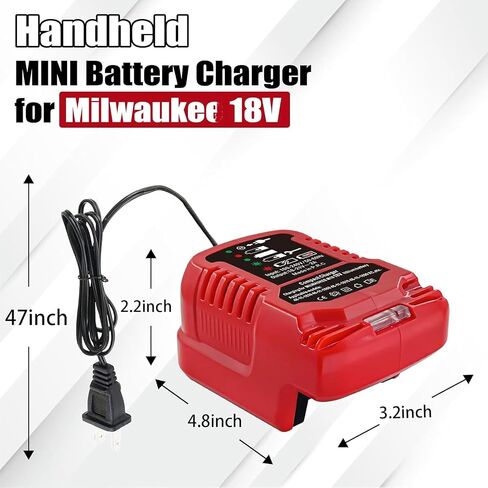 Replacement for Milwaukee Charger, Rapid Chargers for M18 Battery 48-11-1850 48-11-1840 Batteries 3.0A 4.0A 6.0A Chargers, Compact Charger for M18 Charger,Safety Circuit Protection in Kuwait