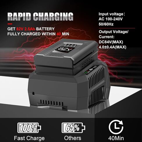 BSRC82 4.0A Rapid Charger Replacement for Briggs & Stratton Snapper XD 82V Max Battery Charger 1760263, Compatible with 82 Volt Lithium Ion Battery BSB2AH82/BSB4AH82/BSB5AH82/1760266/1760265/1760966 in Kuwait