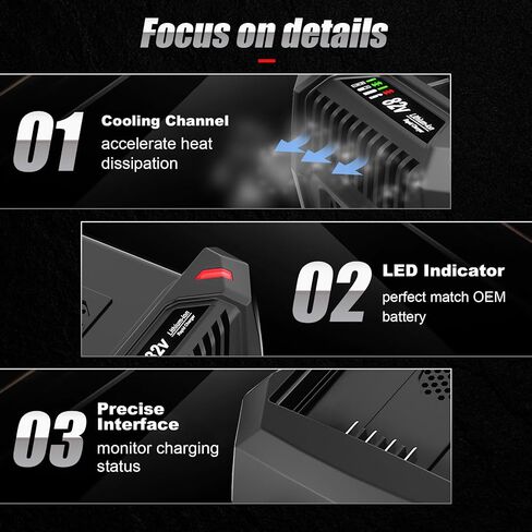 BSRC82 4.0A Rapid Charger Replacement for Briggs & Stratton Snapper XD 82V Max Battery Charger 1760263, Compatible with 82 Volt Lithium Ion Battery BSB2AH82/BSB4AH82/BSB5AH82/1760266/1760265/1760966 in Kuwait