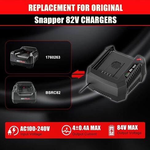 BSRC82 4.0A Rapid Charger Replacement for Briggs & Stratton Snapper XD 82V Max Battery Charger 1760263, Compatible with 82 Volt Lithium Ion Battery BSB2AH82/BSB4AH82/BSB5AH82/1760266/1760265/1760966 in Kuwait