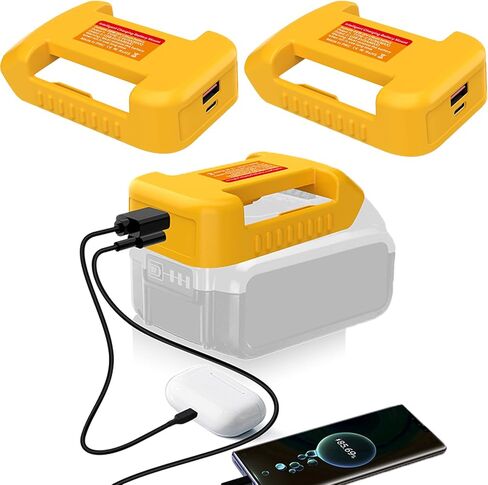 2 Pack USB Fast Charger Adapter for Dewat 20V Battery with USB & Type-C Rapid Charging Power Wheel Adapter USB Charger (Adapter Only) in Kuwait