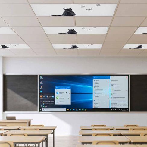 Fluorescent Light Covers, Funny Black Cat Magnetic Light Covers for Ceiling Lights, Vintage Simple Cats Grey Butterfly Animals Fluorescent Ceiling Shade for Classroom Bedroom Office 4x2Ft x 4PCS in Kuwait