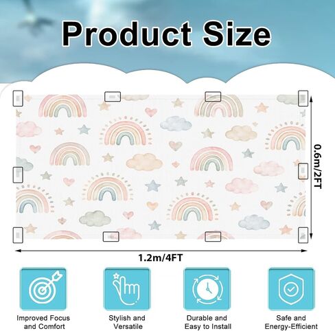 6 Pack Light Covers for Ceiling Lights Magnetic Fluorescent Light Covers for Classroom Watercolor Childish Boho Seamless Rainbows Ceiling Lamp Shade for Home Office School in Kuwait