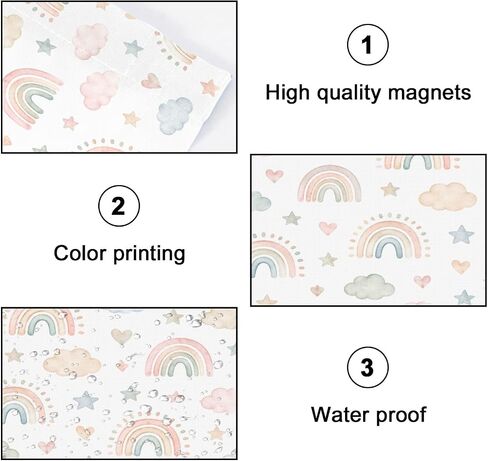 6 Pack Light Covers for Ceiling Lights Magnetic Fluorescent Light Covers for Classroom Watercolor Childish Boho Seamless Rainbows Ceiling Lamp Shade for Home Office School in Kuwait