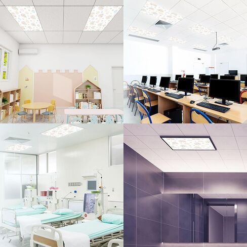 6 Pack Light Covers for Ceiling Lights Magnetic Fluorescent Light Covers for Classroom Watercolor Childish Boho Seamless Rainbows Ceiling Lamp Shade for Home Office School in Kuwait
