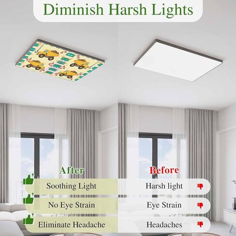 Fluorescent Light Covers for Ceiling Lights Classroom, Yellow Trucks 4x2Ft Led Magnetic Light Fixture Cover for Office,Bathroom,Kitchen, 2 Pack, Cartoon Stars Caravans Roadblocks Khaki in Kuwait