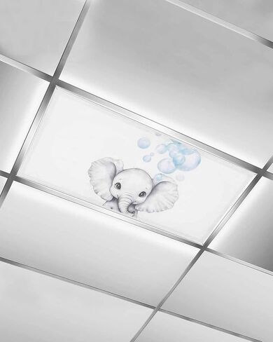 Magnetic Light Cover for Classroom Drop Ceiling, 1 Pack 4x2 Ft Cartoon Animals Fluorescent Light Covers for Office Home Ceiling Light Modern Sweet Big Ears Elephant Lampshade in Kuwait