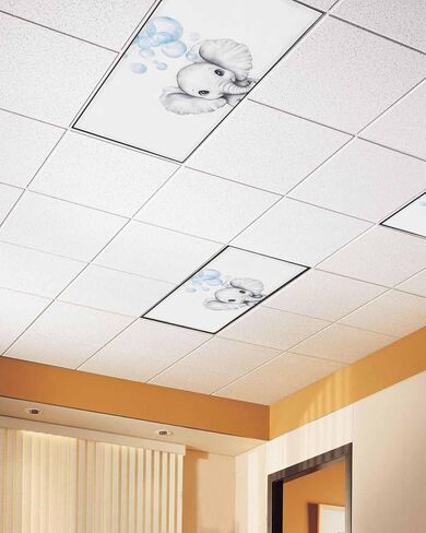 Magnetic Light Cover for Classroom Drop Ceiling, 1 Pack 4x2 Ft Cartoon Animals Fluorescent Light Covers for Office Home Ceiling Light Modern Sweet Big Ears Elephant Lampshade in Kuwait