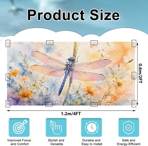4 Pack Light Covers for Ceiling Lights Magnetic Fluorescent Light Covers for Classroom Dragonfly Watercolor Style Aquarelle Dragonfly for Ceiling Lamp Shade for Home Office School in Kuwait