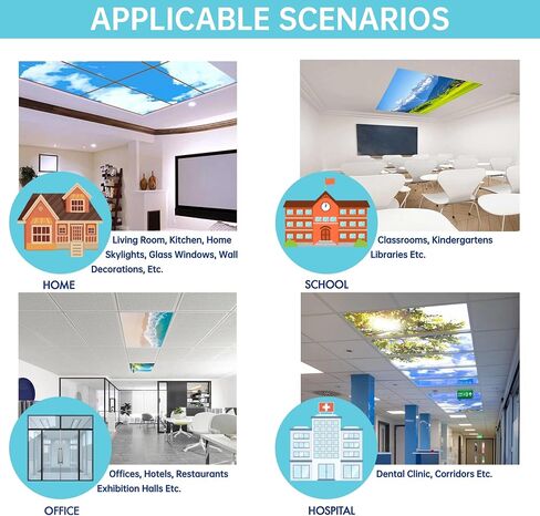 Fluorescent Light Decorative Covers for Classroom Ceiling Lights 2x4,Childlike Fun Theme,School,Office,Light Filters,Provides Relief from Harsh Florescent Lights,Cartoon Graffiti,Multicolor in Kuwait