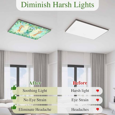 Fluorescent Light Covers for Ceiling Lights Classroom, Cartoon Giraffes Botanical 4x2Ft Led Magnetic Light Fixture Cover for Office,Bathroom,Kitchen, 4 Pack, Summer Watercolor Leaves Butterflies in Kuwait