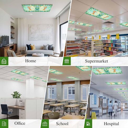 Fluorescent Light Covers for Ceiling Lights Classroom, Cartoon Giraffes Botanical 4x2Ft Led Magnetic Light Fixture Cover for Office,Bathroom,Kitchen, 4 Pack, Summer Watercolor Leaves Butterflies in Kuwait