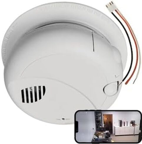 4K HD Wi-Fi Nanny Smoke Alarm Spy Camera Mobile View with 32GB SD Card Included - 120V Wired / 7010 / Video Only (No Audio) in Kuwait