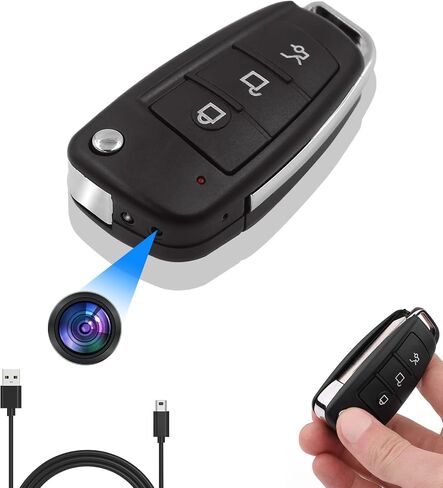 Hidden Car Key Camera, Mini Spy Camera, Discreet Nanny Cam 1080P HD | Motion Detection, Night Vision, Loop Recording, Portable, Security Camera for Home, Office, Car, Travel, Daily Use, No Audio in Kuwait