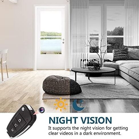 Hidden Car Key Camera, Mini Spy Camera, Discreet Nanny Cam 1080P HD | Motion Detection, Night Vision, Loop Recording, Portable, Security Camera for Home, Office, Car, Travel, Daily Use, No Audio in Kuwait