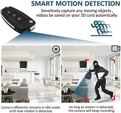 Hidden Car Key Camera, Mini Spy Camera, Discreet Nanny Cam 1080P HD | Motion Detection, Night Vision, Loop Recording, Portable, Security Camera for Home, Office, Car, Travel, Daily Use, No Audio in Kuwait