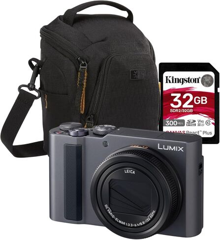Lumix ZS300 Compact Point and Shoot 4K Digital Camera (Silver, 3 Items) | 20.1MP 1-Inch Sensor, 15x Leica Zoom, 4K Video, Includes Memory Card and Protective Case in Kuwait