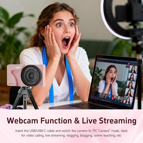 64MP 4K Vlogging Camera, 64GB Fast Autofocus Digital Camera with Dual Cam, Wide Lens, 2000mAh Battery and 18X Digital Zoom - Ideal for YouTube, Tiktok, Travel, Beginners Video Recording Creation in Kuwait