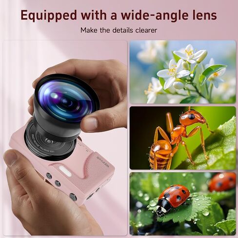 64MP 4K Vlogging Camera, 64GB Fast Autofocus Digital Camera with Dual Cam, Wide Lens, 2000mAh Battery and 18X Digital Zoom - Ideal for YouTube, Tiktok, Travel, Beginners Video Recording Creation in Kuwait