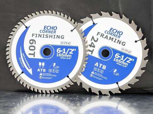 6-1/2" Wood Cutting Ciruclar Saw Blades, 6.5" X 5/8" X 24T/60T | Fast Finishing Fine Cut Crosscut Framing Ripping Laminate Plywood Plastic Lumber MDF, 5/8" Arbor in Kuwait