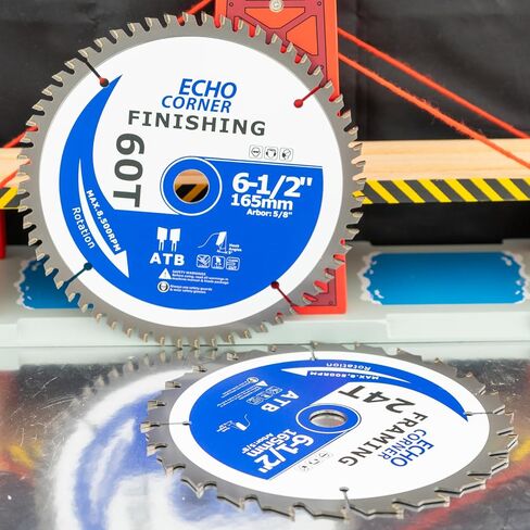 6-1/2" Wood Cutting Ciruclar Saw Blades, 6.5" X 5/8" X 24T/60T | Fast Finishing Fine Cut Crosscut Framing Ripping Laminate Plywood Plastic Lumber MDF, 5/8" Arbor in Kuwait