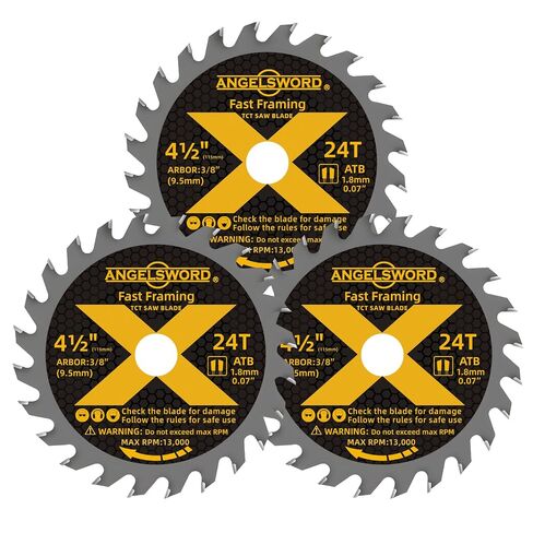 ANGELSWORD 4-1/2 Inch Circular Saw Blade, 3/8" Arbor 24T, for Framing, Fast Wood Cutting, 3 Pack in Kuwait