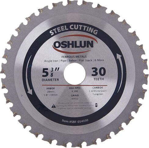 Oshlun SBF-054030 5-3/8-Inch 30 Tooth MTCG Saw Blade with 20mm Arbor (5/8-Inch and 10mm Bushings) for Mild Steel and Ferrous Metals in Kuwait