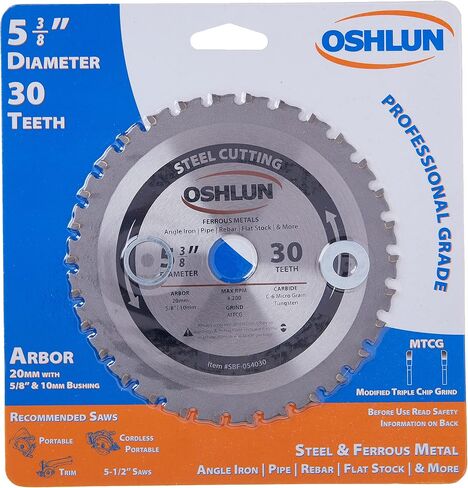Oshlun SBF-054030 5-3/8-Inch 30 Tooth MTCG Saw Blade with 20mm Arbor (5/8-Inch and 10mm Bushings) for Mild Steel and Ferrous Metals in Kuwait