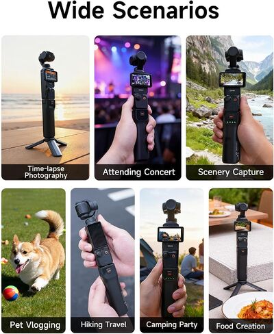 Pocket 3 Battery Handle&Tripod for DJI Osmo Pocket 3 | Xtra Muse Accessories,5000mAh Fast Charger 22.5W Portable Power, 6hr Battery Life (Charging Time:35 min Camera, 80min Self) in Kuwait