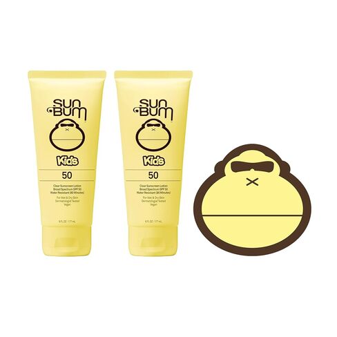 Sun Bum Kids SPF 50 Clear Sunscreen Lotion with Sonny Sticker, Wet or Dry Application, Hawaii 104 Act Compliant (Octinoxate & Oxybenzone Free) Broad Spectrum UVA/UVB Sunscreen, 6 oz (Pack of 2) in Kuwait