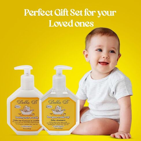 BELLA B Bundle Bee Gone Cradle Cap Shampoo & Healthy Hair Scalp Cradle Cap Treatment & Conditioner 8oz, Baby Cradle Cap Kit Enriched with Aloe Vera & Organic Extracts Oil | Paraben & Sulfate Free in Kuwait
