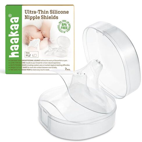 haakaa Nippleshield Silicone Nipple Shields for Breastfeeding with Carry Case Ultra-Thin Super-Soft (18mm, 2pk) in Kuwait