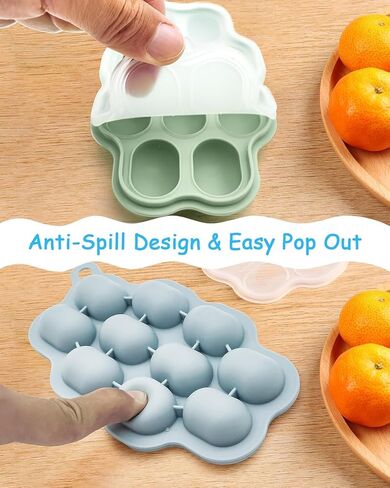 Baby Food Freezer Tray with Lids 2 Pack, Silicone Baby Food Storage Containers for Homemade Baby Food, Purees, Breastmilk, Ice Cube & Popsicle Mold (Blue/Green) in Kuwait