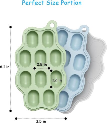 Baby Food Freezer Tray with Lids 2 Pack, Silicone Baby Food Storage Containers for Homemade Baby Food, Purees, Breastmilk, Ice Cube & Popsicle Mold (Blue/Green) in Kuwait