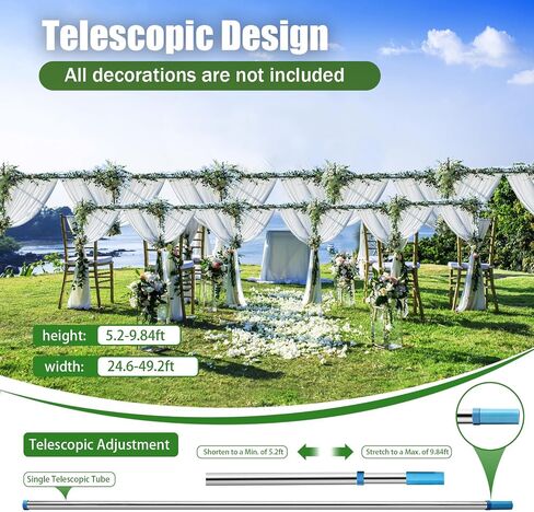 Professional Backdrop Stand 10x50ft Heavy Duty Adjustable Pipe and Drape Backdrop Support System Freestanding Wedding Backdrop Frame for Photography Events Stage Party Decoration in Kuwait