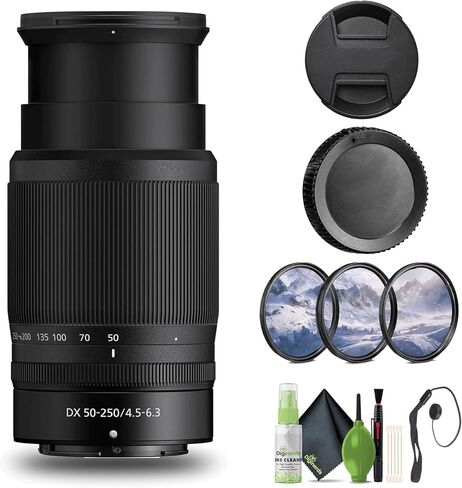 Nikon NIKKOR Z DX 50-250mm f/4.5-6.3 VR Telephoto Zoom Lens for Nikon Z Series Mirrorless Cameras (20085) + Filter Kit + Cap Keeper + Cleaning Kit in Kuwait