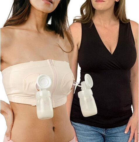 Simple Wishes Pumping Bra Hands Free, Comfortable & Adjustable | Easily Slips On Over Your Go-To Nursing Bra to Pump Hands Free, 2 Fit Sizes, Bra Straps Convert (Strapless, Tank, Halter) in Kuwait