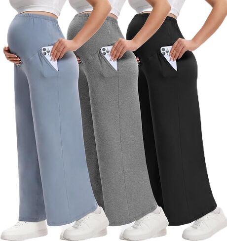 Maternity Pants Over The Belly Yoga Wear Casual Activewear Yoga Straight Leg Pants in Comfortable Fabric in Kuwait