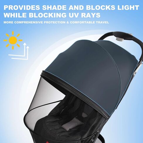 2-in-1 Baby Mosquito Net with Sunshade for Stroller, Universal Stroller Sun Shade & Mosquito Net with 2-Way Zipper, Breathable & Foldable Baby Bug Net for Infant Carriages, Prams in Kuwait