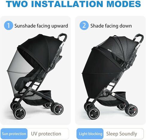 2-in-1 Baby Mosquito Net with Sunshade for Stroller, Universal Stroller Sun Shade & Mosquito Net with 2-Way Zipper, Breathable & Foldable Baby Bug Net for Infant Carriages, Prams in Kuwait