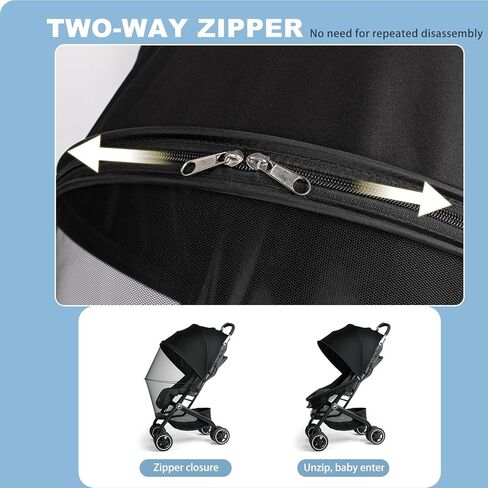 2-in-1 Baby Mosquito Net with Sunshade for Stroller, Universal Stroller Sun Shade & Mosquito Net with 2-Way Zipper, Breathable & Foldable Baby Bug Net for Infant Carriages, Prams in Kuwait