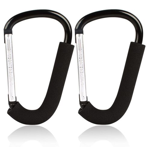 Large D-Shape Aluminum Carabiner Hooks: 6.3" x 3.9" - 2Pcs Mommy Hooks for Stroller, Shopping Cart, Pram, etc. in Kuwait