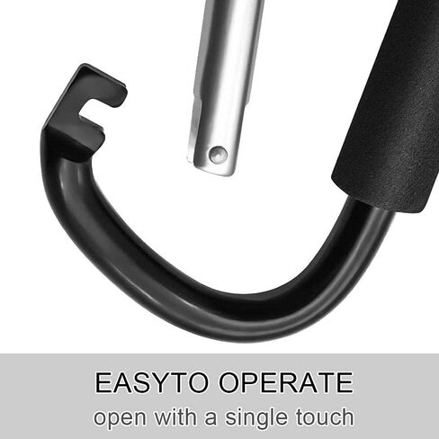 Large D-Shape Aluminum Carabiner Hooks: 6.3" x 3.9" - 2Pcs Mommy Hooks for Stroller, Shopping Cart, Pram, etc. in Kuwait