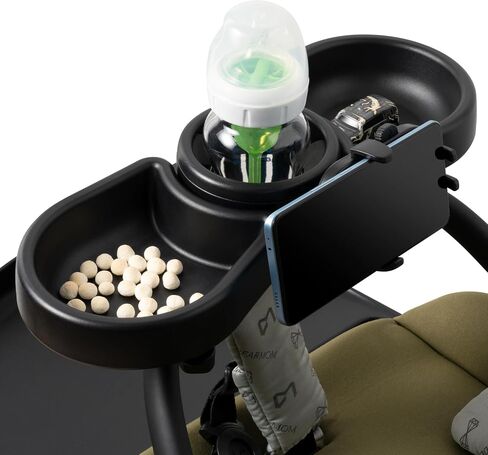 Universal Stroller Snack Tray - 4-in-1 Clip on Strollers Cup and Phone Holder Attachment Accessories, Double Bottle Drink Cupholder Tray for Bike Walker Wheelchair in Kuwait